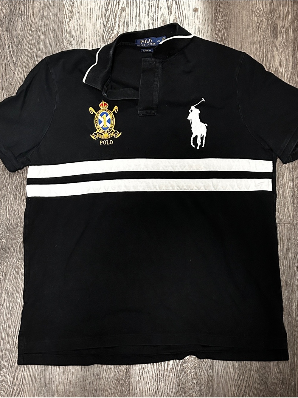 Polo by Ralph Lauren Black Polo with White Stripe Accents